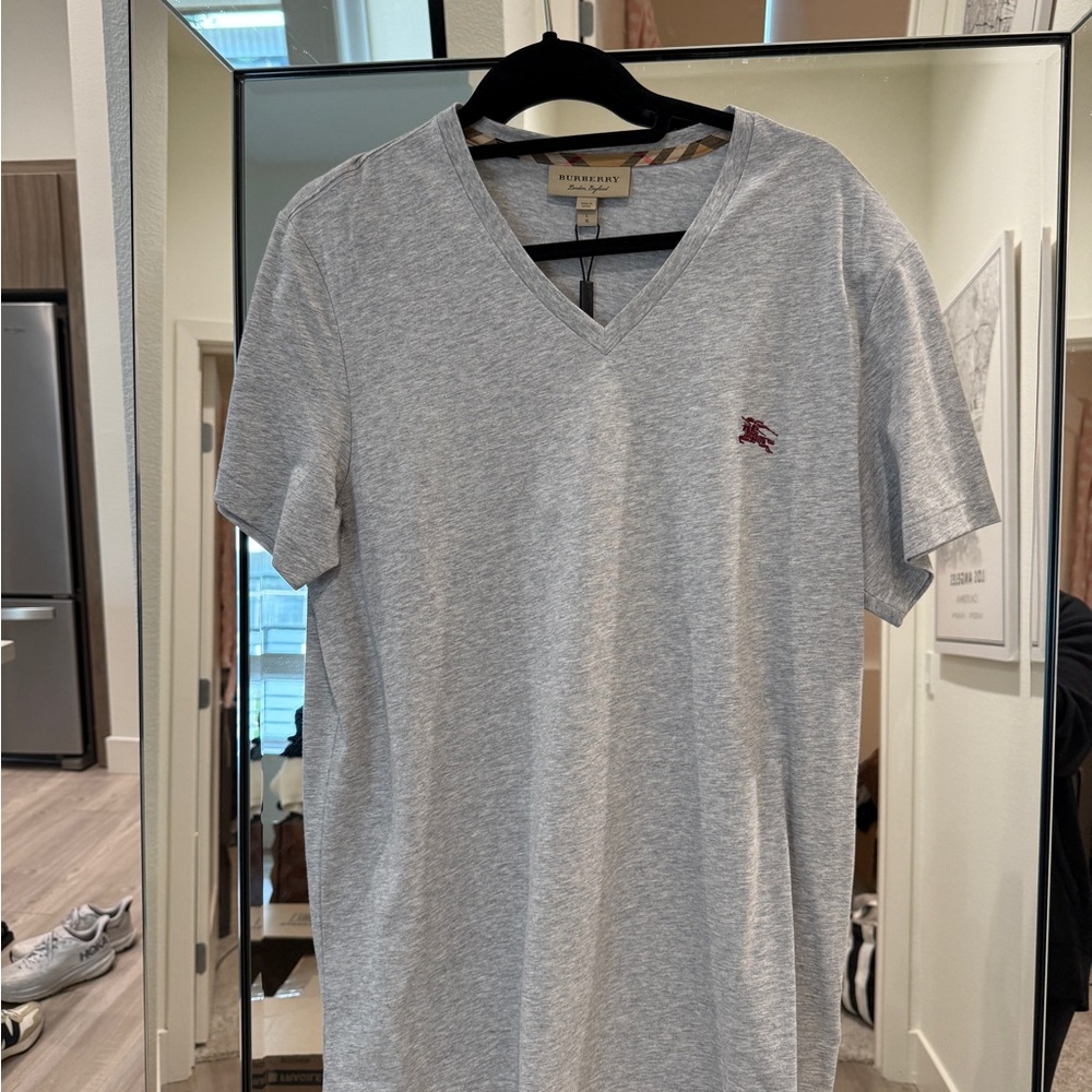 Burberry Light Gray V-Neck Tee